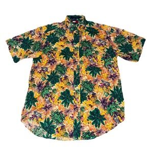 Tommy Hilfiger Hawaiian Floral Shirt Mens Small Multicolor Cotton Short Sleeve